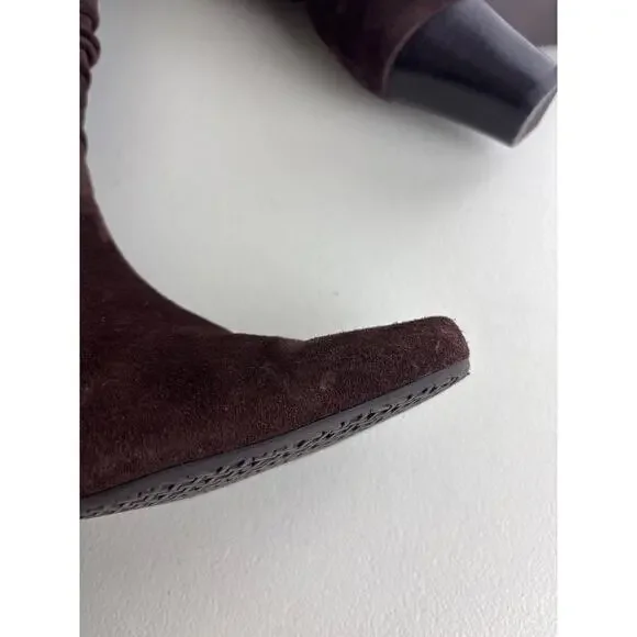 Talbots Chocolate Brown Ruched Suede Boots Size 6 - Picture 11 of 12